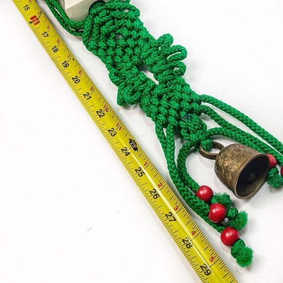 VTG Holiday Noel Porcelain Macrame Bell Door Hanging 1979 O’Henry - Picture 10 of 11